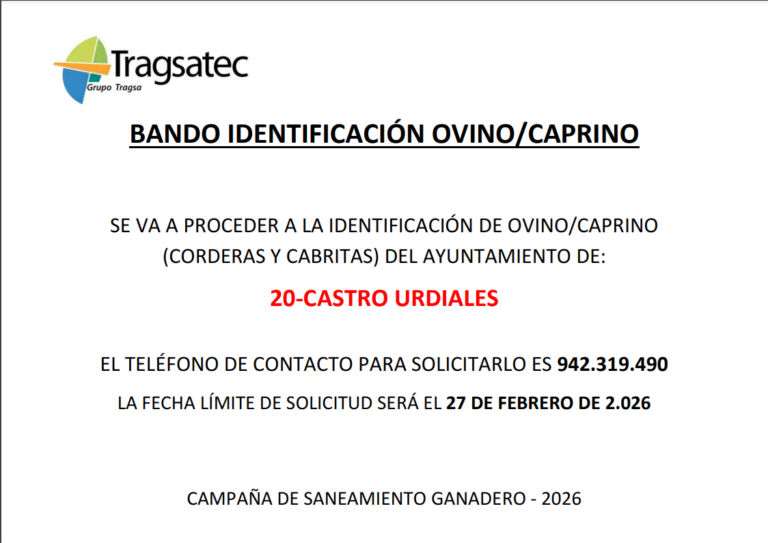 Abierto el plazo para solicitar la identificación obligatoria y gratuita del ganado Ovino y Caprino en Castro-Urdiales